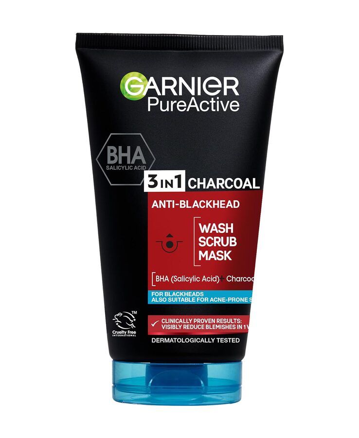 Garnier Garnier Pure Active 3 in 1 Charcoal Blackhead Mask Wash Scrub 150ml wholesale case