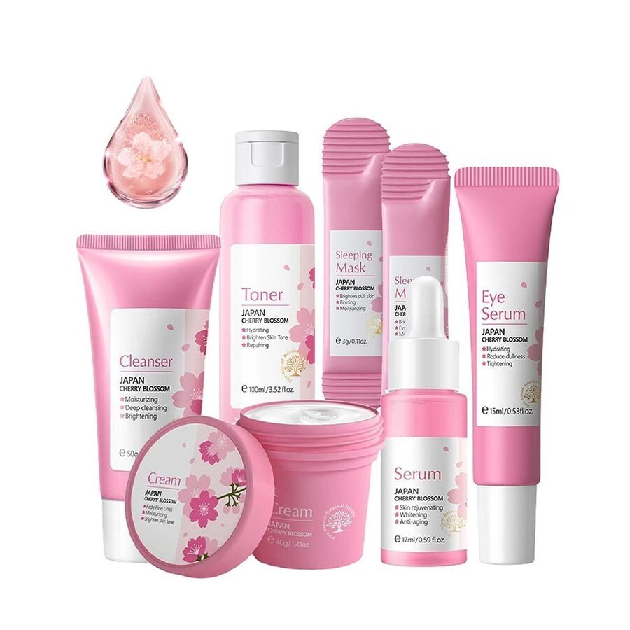 Skincare Skincare Gifts for Teenage Girls, Cherry Blossom Skincare Sets 7pcs wholesale case
