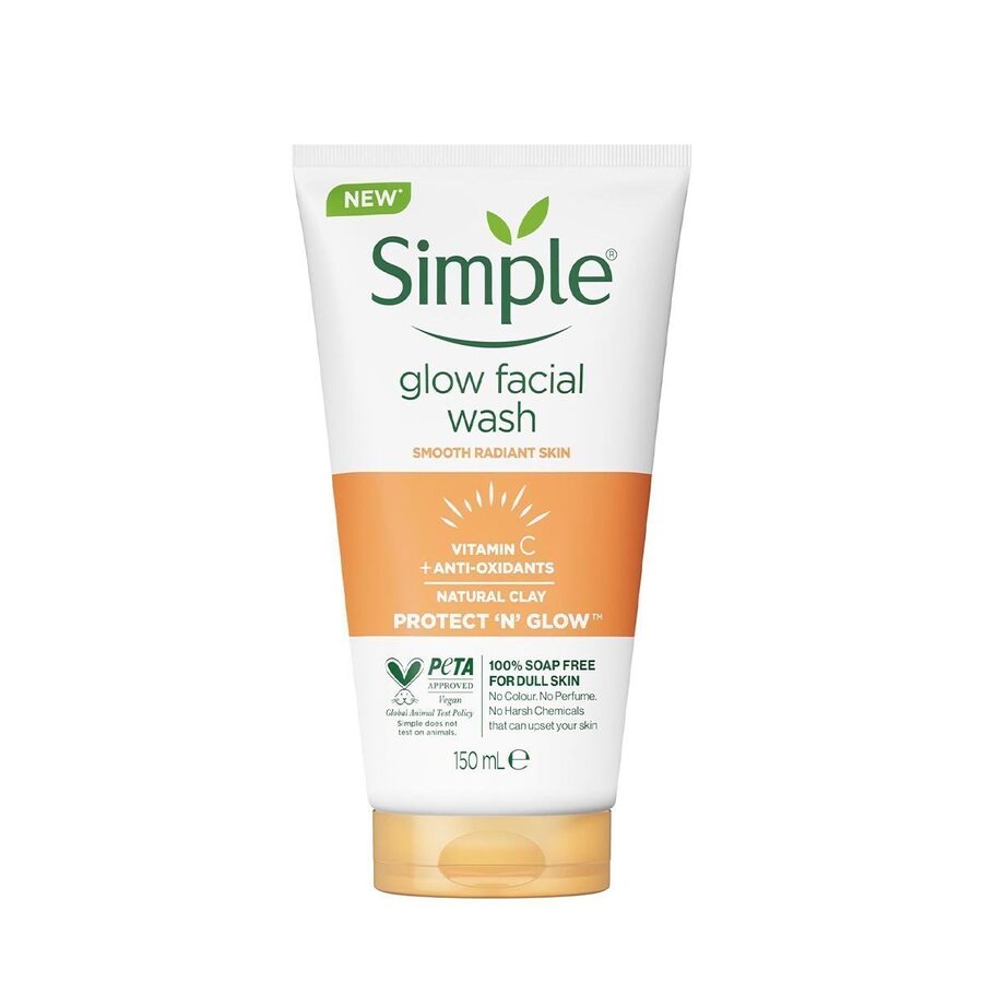 Simple Simple Protect n’ Glow Express Glow Clay Polish Cleanser leaves skin naturally glowing for expert facial skin care 150ml wholesale case