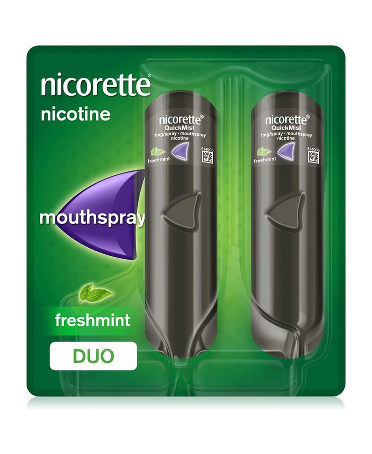 Nicorette Nicorette QuickMist 1mg Spray Mouthspray Nicotine Freshmint-Duo- 2 x 150 Sprays (Stop Smoking or Vaping Aid) wholesale case