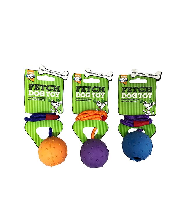 Unbranded 3 Pack Goodboy Fetch Dog Toy Bouncy Pimpled Rubber Ball On Rope Throw 08986 wholesale case