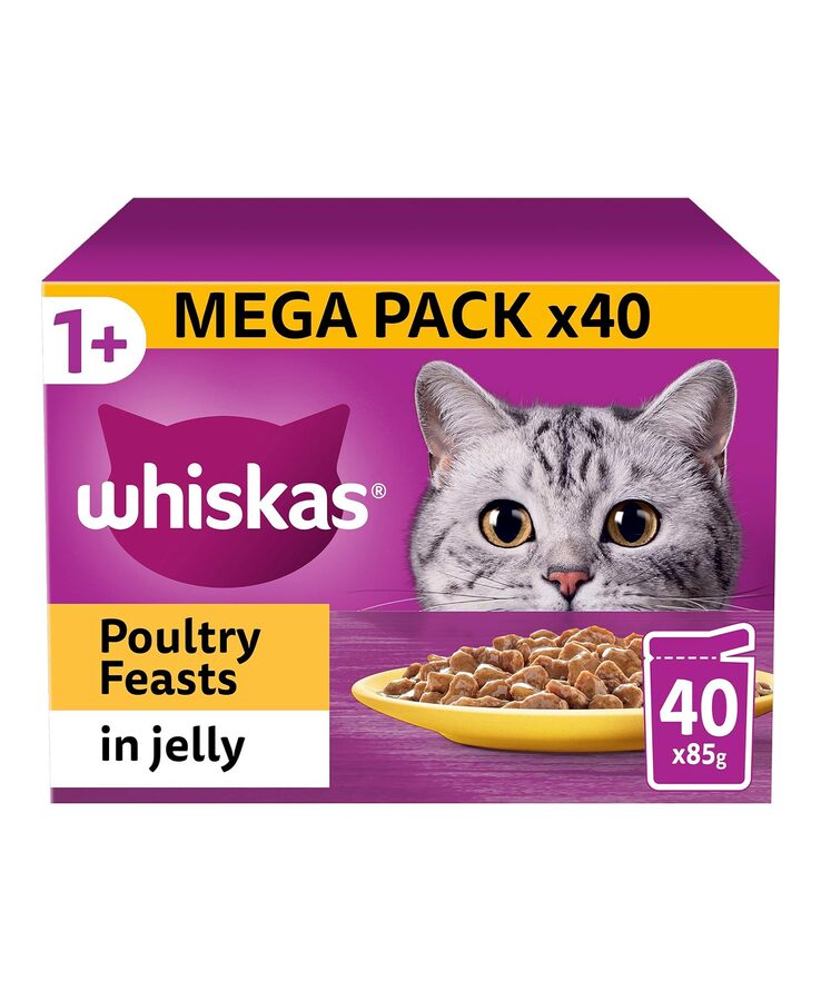 whiskas Whiskas 1+ Adult Poultry Selection in Jelly 40 Pouches 85g wholesale case