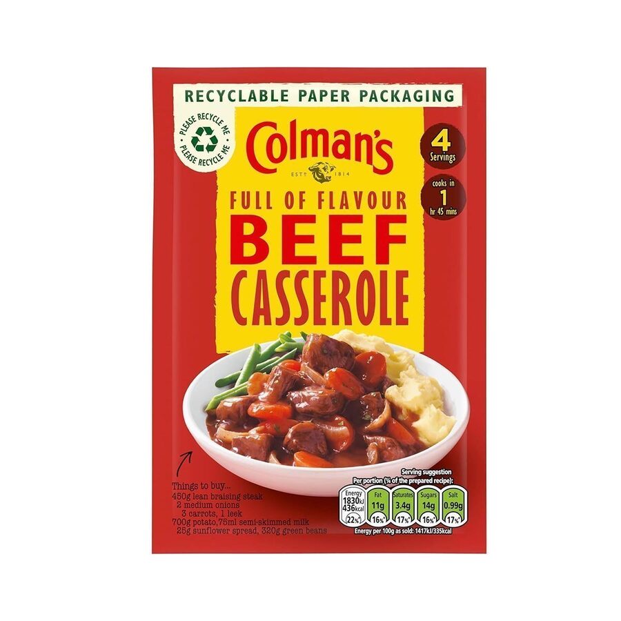 Colman’s Colman’s Beef Casserole Recipe Mix perfect with creamy mashed potato quick to prepare casserole mix 40g wholesale case