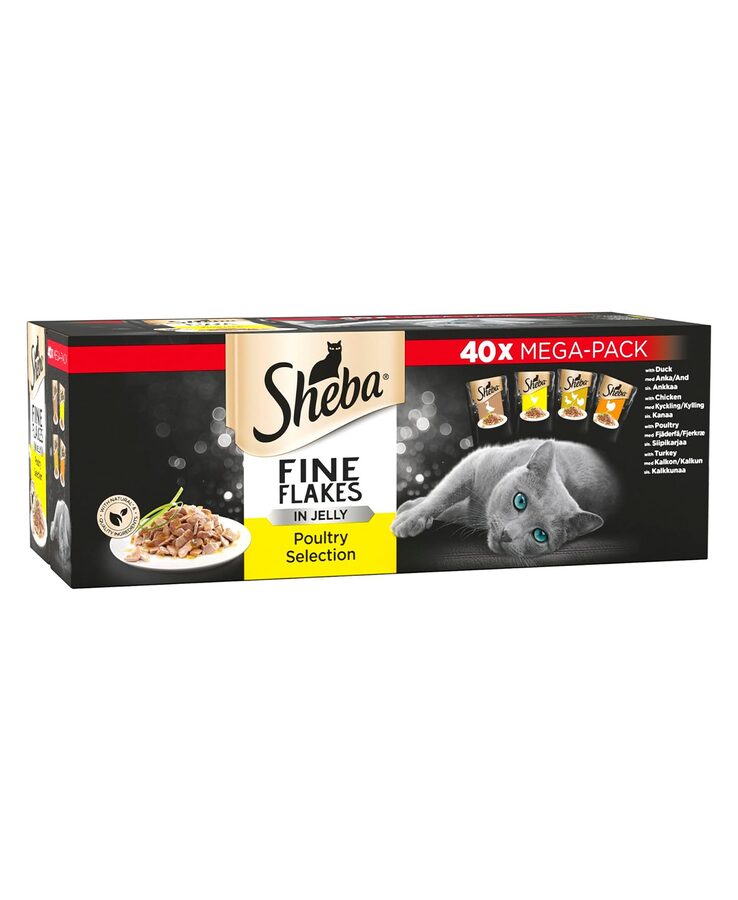 Sheba Sheba Fine Flakes Poultry Collection in Jelly 40 Pouches 85g wholesale case