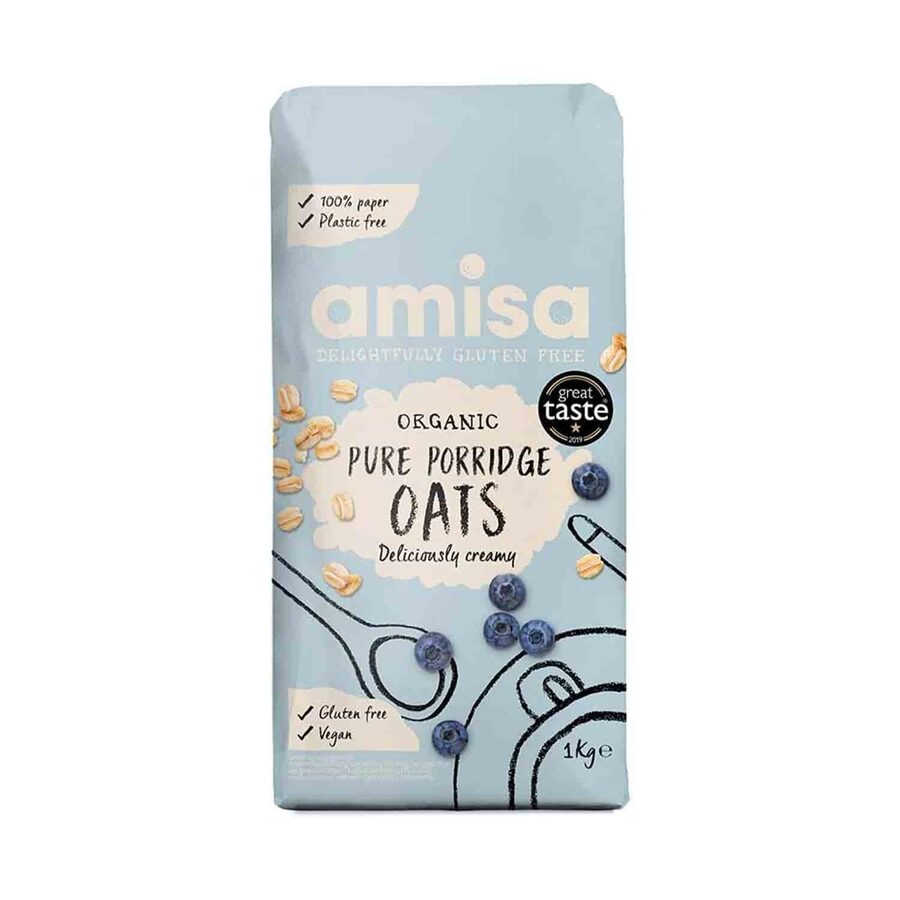 Amisa Amisa Organic Gluten Free Porridge Oats, 1kg wholesale case