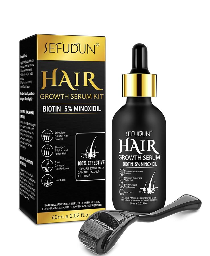 Wexley Sourced Hair Growth Serum with Biotin-Hair Care for Healthy Hair Growth for Men Women-Thicken and Strengthen for Hair Regrowth with 0.25mm Roller -60ML wholesale case
