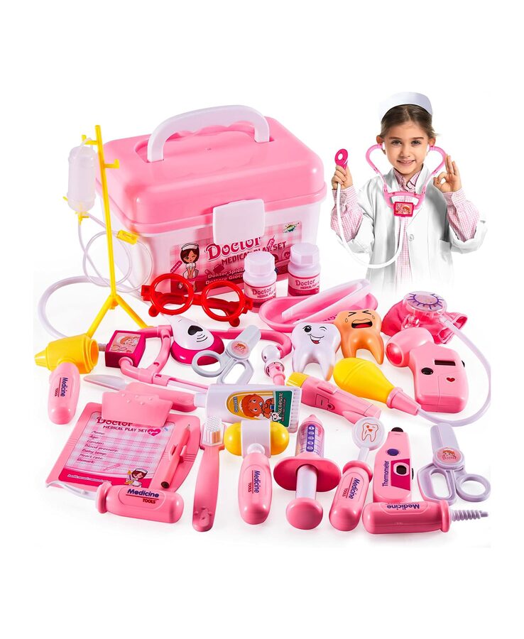 Hersity Hersity Kids Doctors Kit Toy Medical Playset Nurses Costume Role Play Dentist Set with Carry Case Gifts for 3 4 5 6 Years Old Girls wholesale case